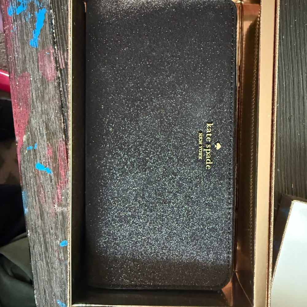 Kate Spade Black and Gold Glitter Wallet